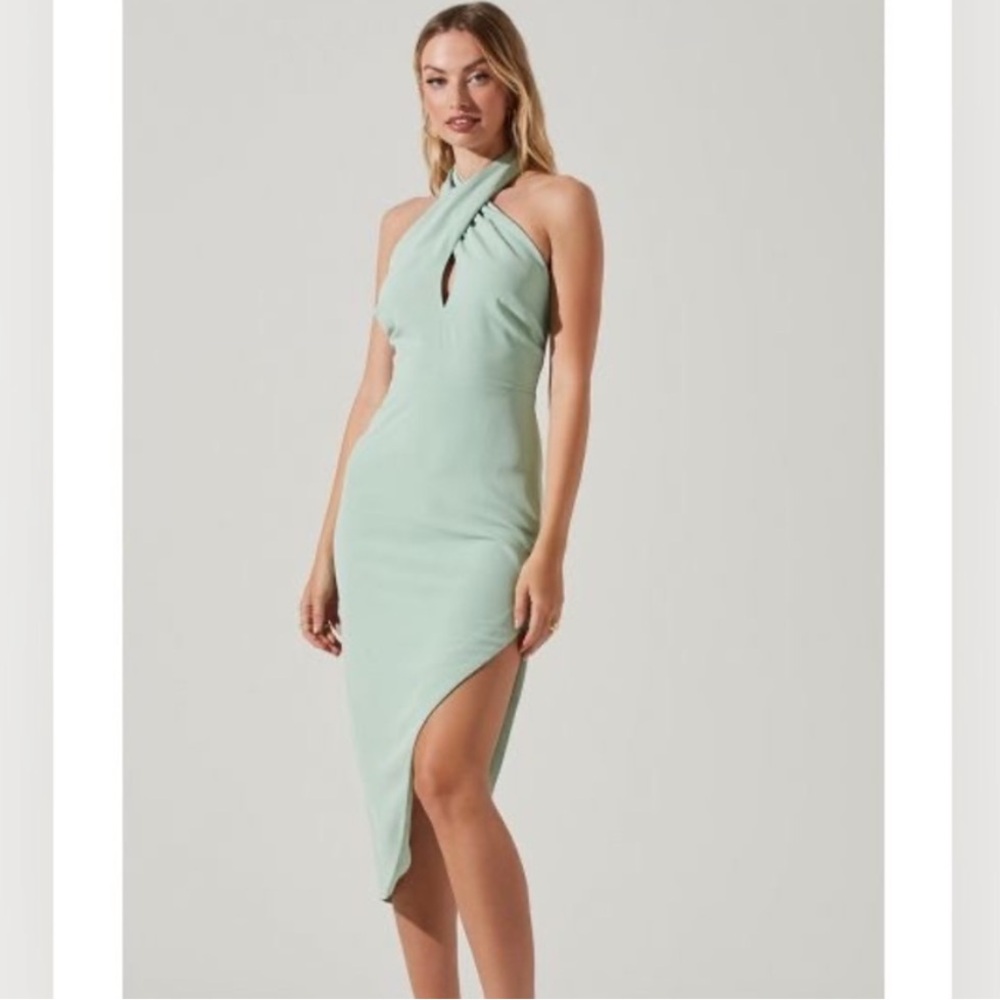 ASTR The Jodie Midi Dress in Mint Green Size Small REVOLVE halter dress